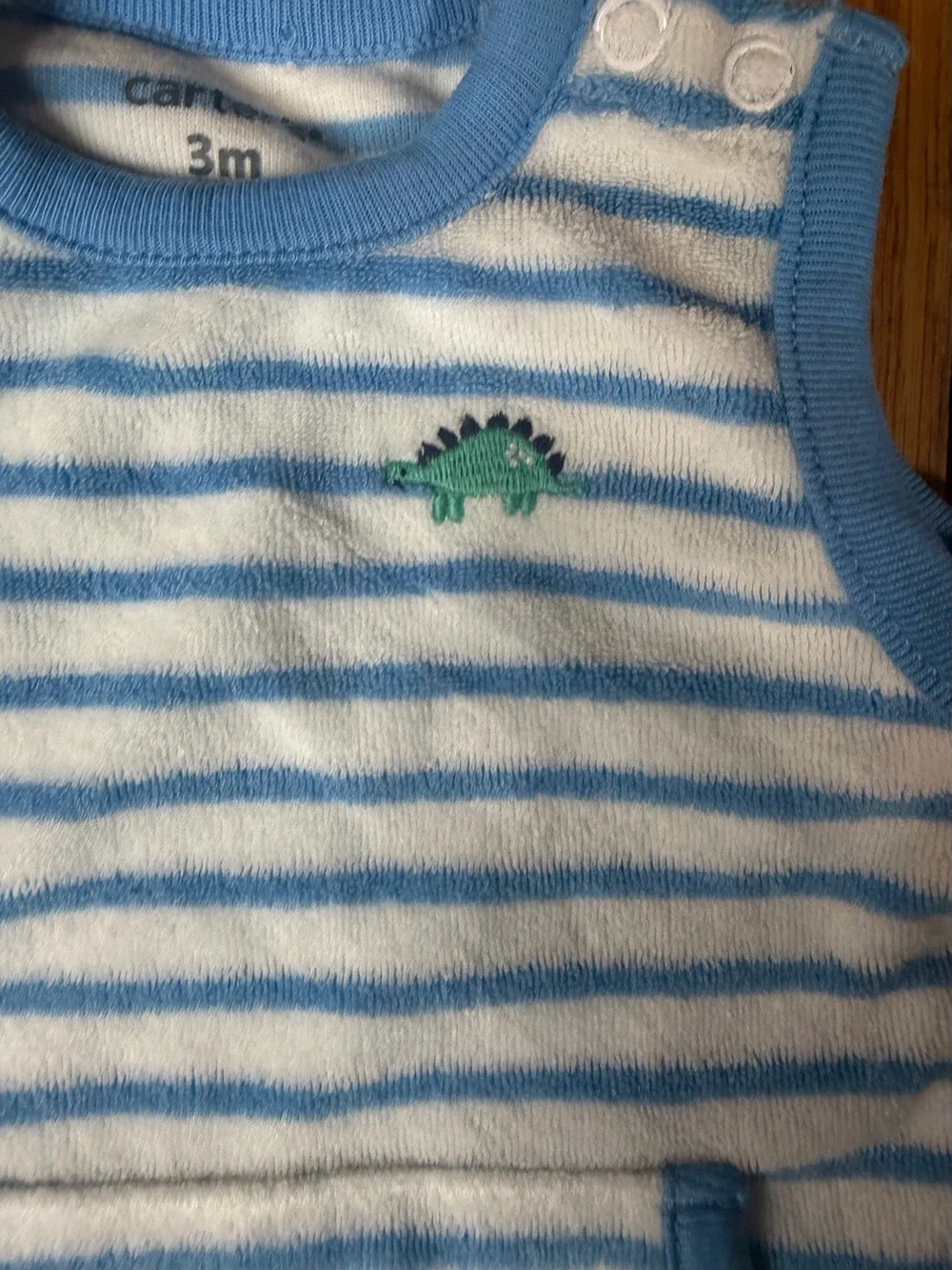 Carter's 3M Blue and White Striped Terry cloth tank romper